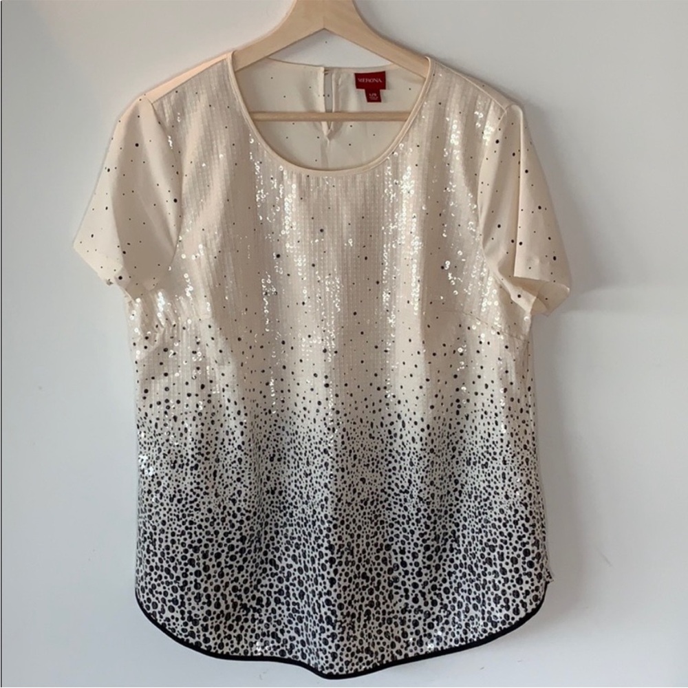 Mango Sparkling Cream and Black Blouse